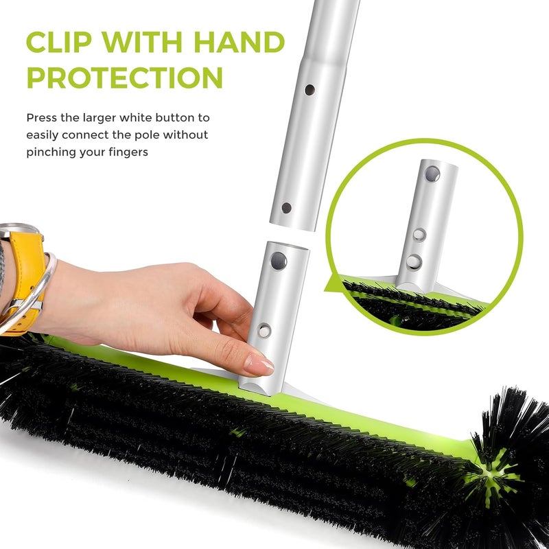 BoxedHome Pool Brush Head with Round Ends,Heavy Duty Pool Brushes for Cleaning Pool Walls, Floors Steps & Corners, 17.5" Pool Brush with Sturdy Aluminum Handle & Durable Nylon Bristles - Image 5